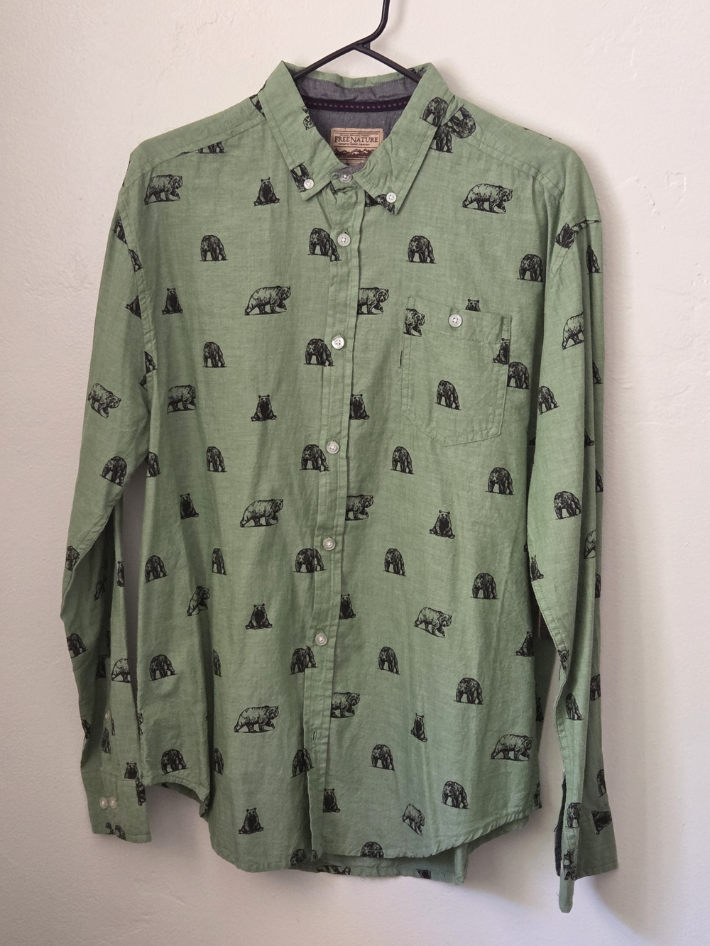Men's Green Bear-Print Button-Down Shirt by Timberland